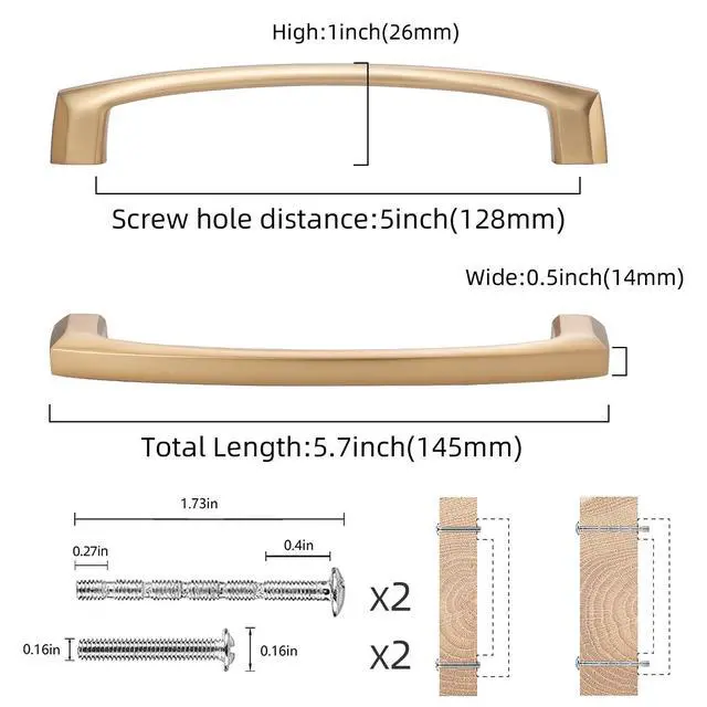 Alt view image 8 of 12 - 10 Pack 5 Inch(128mm) Champagne Bronze Cabinet Handles Champagne Kitchen Cabinet Pulls Cabinet Door Handles Kitchen Cabinet Hardware