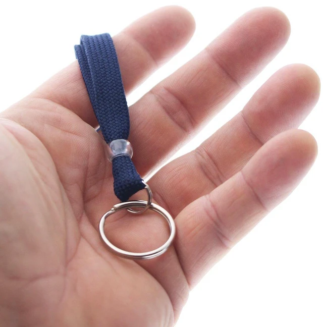 Alt view image 9 of 12 - Bulk 100 Pack - Heavy Duty Breakaway Lanyards for Keys and ID Badges with Key Chain Split Ring - Break-Away Clasp and Keychain Keyring/Badge Holder Attachment (Dark Navy Blue)