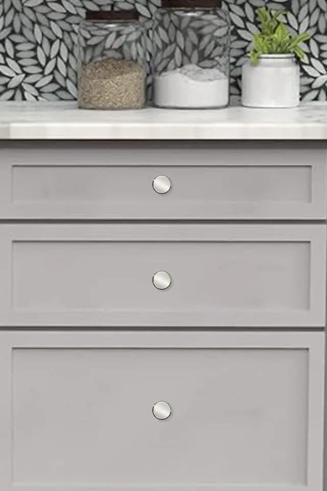 Alt view image 8 of 10 - 10 Pack Modern Polished Nickel Cabinet Knobs 1-1/4 inch Diameter Round Ergonomic Grip Indoor Use Kitchen Bathroom