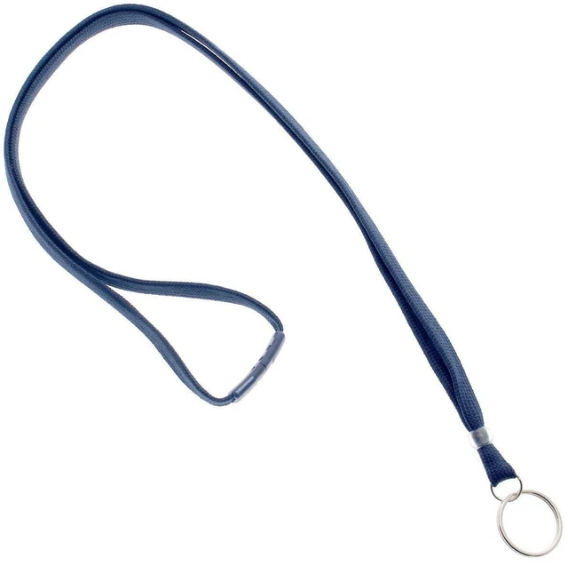 Alt view image 10 of 12 - Bulk 100 Pack - Heavy Duty Breakaway Lanyards for Keys and ID Badges with Key Chain Split Ring - Break-Away Clasp and Keychain Keyring/Badge Holder Attachment (Dark Navy Blue)