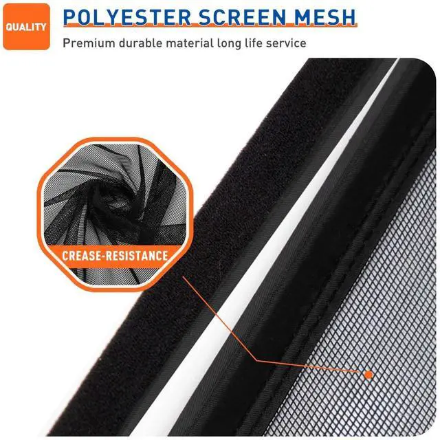 Alt view image 11 of 12 - Magnetic Screen Door Side Opening Fit Door Size 36 x 80 Inches | Actual Mesh Size 38" x 81", Reinforced Polyester Door Screen Magnetic Closure for Front, Back, Patio, Sliding Door, Black