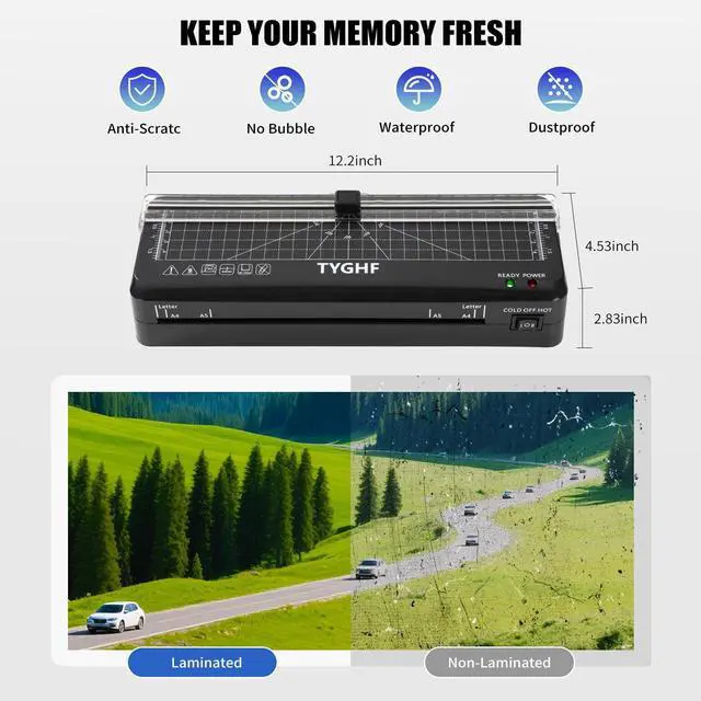 Alt view image 10 of 12 - Laminator Machine with 30 Laminating Sheets (A4/A5/A6), 4-in-1 Thermal and Cold Lamination Machine with Built-in Paper Trimmer and Angle Scale, 2-Min Warm-up Laminator for Home Office Black