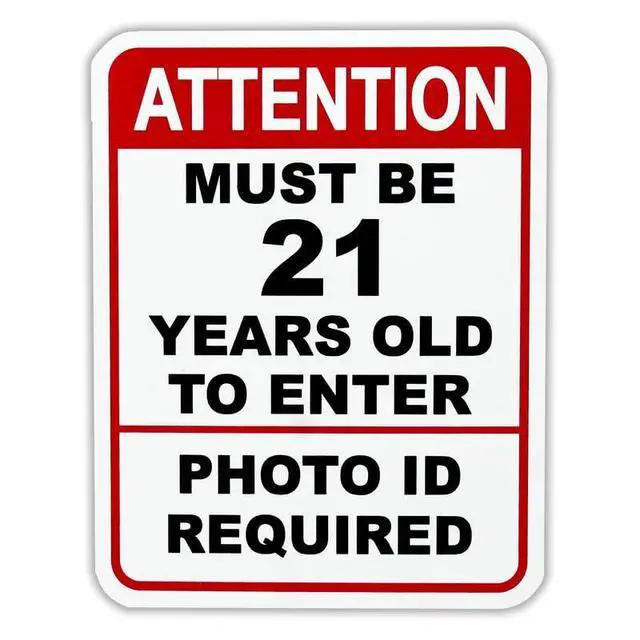 Alt view image 3 of 4 - Attention Must Be 21 Years Old To Enter, Photo ID Required Business Policy Sign, 5.5" W x 7" H, 10 Pack