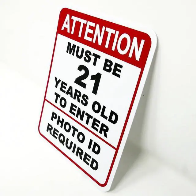 Alt view image 4 of 4 - Attention Must Be 21 Years Old To Enter, Photo ID Required Business Policy Sign, 5.5" W x 7" H, 10 Pack