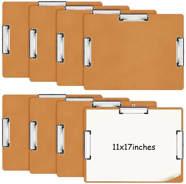 Alt view image 7 of 12 - 8 Pcs 11x17 Clipboard With Three Clips - Extra Large Horizontal Drawing Clipboard for Office, Home, Teachers Supplies