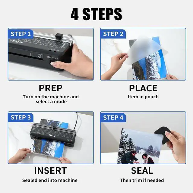 Alt view image 11 of 12 - Laminator Machine with 30 Laminating Sheets (A4/A5/A6), 4-in-1 Thermal and Cold Lamination Machine with Built-in Paper Trimmer and Angle Scale, 2-Min Warm-up Laminator for Home Office Black