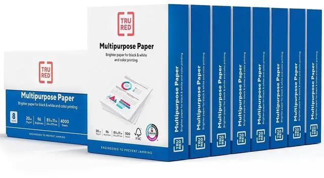 Alt view image 2 of 2 - TRU RED 8.5" x 11" Multipurpose Paper, 20 lbs., 96 Brightness, 500 Sheets/Ream, 8 Reams/Carton