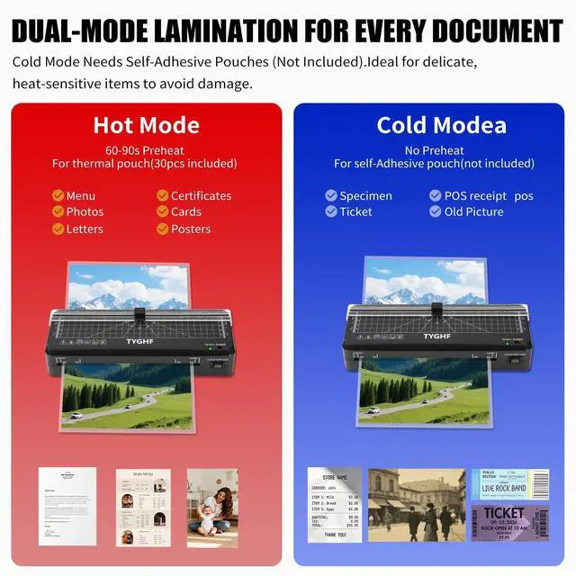 Alt view image 9 of 12 - Laminator Machine with 30 Laminating Sheets (A4/A5/A6), 4-in-1 Thermal and Cold Lamination Machine with Built-in Paper Trimmer and Angle Scale, 2-Min Warm-up Laminator for Home Office Black