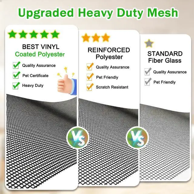 Alt view image 11 of 14 - Pet Proof Window Screen Replacement Kit, 39"x118" Durable High Hardness Screen Mesh Replacement Window Screens Repair Kit for Sliding Screen Door,Patio and Windows.(Folded Package with Tool Kit)