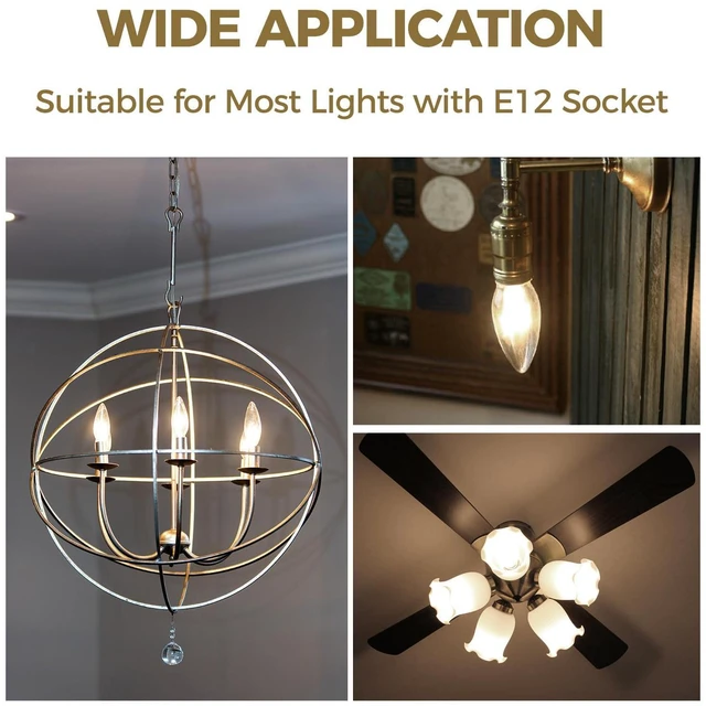 Alt view image 14 of 14 - E12 Candelabra LED Bulb 40W Eq, Dimmable 3000K, 12 Pack E12 LED Bulb Dimmable, 3000K 40W Eq Candelabra Light Bulbs, 12Pack