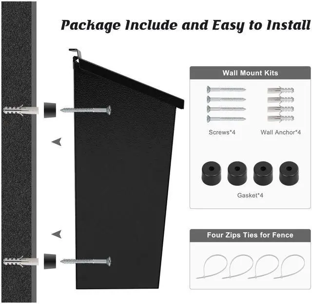 Alt view image 14 of 14 - Wall-Mount Mailbox for House, Large Capacity Mail Box, Galvanized Steel Rust-Proof Metal Post Box, Mailboxes for Outside,15.7"x9.9"x4.9" Black