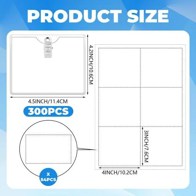 Alt view image 10 of 12 - 300 Pack Name Tags with Clips and Printable Inserts Clip On Name Badges Customizable Clear ID Badge Holder with Clips 3" x 4" Horizontal PVC for Meeting Seminar Show Event and Conference