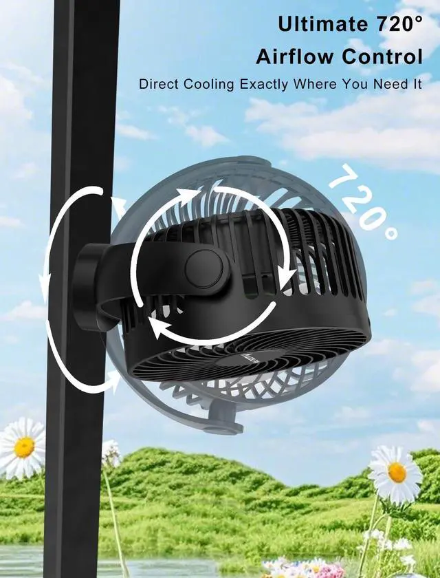 Alt view image 13 of 14 - 2-Pack Magnetic Golf Cart Fan Rechargeable with Carrying Case, 12000mAH Battery Portable Fan with Magnetic Base, Suitable for EZGO Club Car Yamaha, Golf Cart & Cruise Ship Accessories