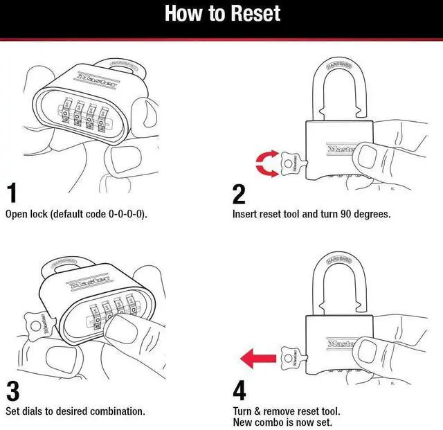 Alt view image 11 of 12 - Combination Padlock Outdoor Brass Lock, Gate Lock 2-Inch 175D | Resettable 4-digit Combination Lock For Gates, Storage Lock, Security Lock, Solid Brass Body, For Indoor and Outdoor Use