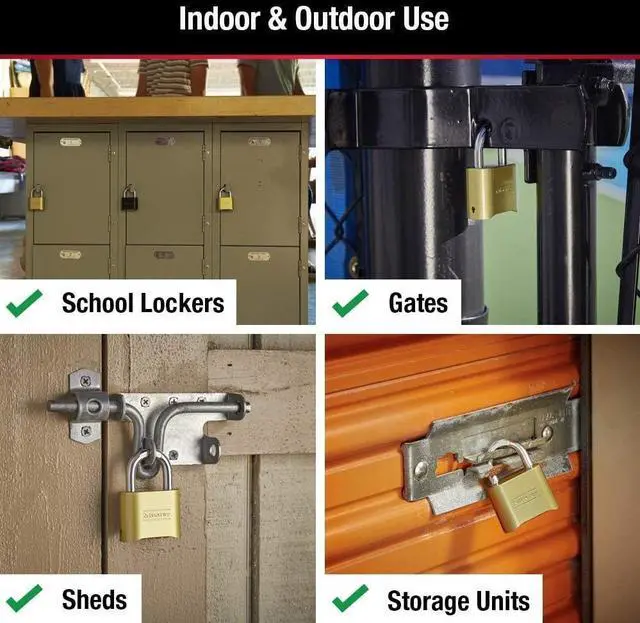 Alt view image 10 of 12 - Combination Padlock Outdoor Brass Lock, Gate Lock 2-Inch 175D | Resettable 4-digit Combination Lock For Gates, Storage Lock, Security Lock, Solid Brass Body, For Indoor and Outdoor Use