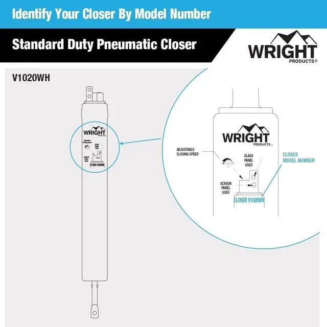 Alt view image 12 of 14 - Standard Duty Pneumatic Screen & Storm Door Closer Adjustable Closing Speed, Quiet Operation, Easy Installation (Transitional, White)
