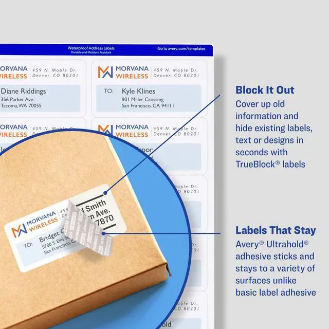 Alt view image 10 of 14 - Waterproof Labels with Ultrahold Adhesive, 2" x 4", Case of 500 Labels for Laser Printers (15513)