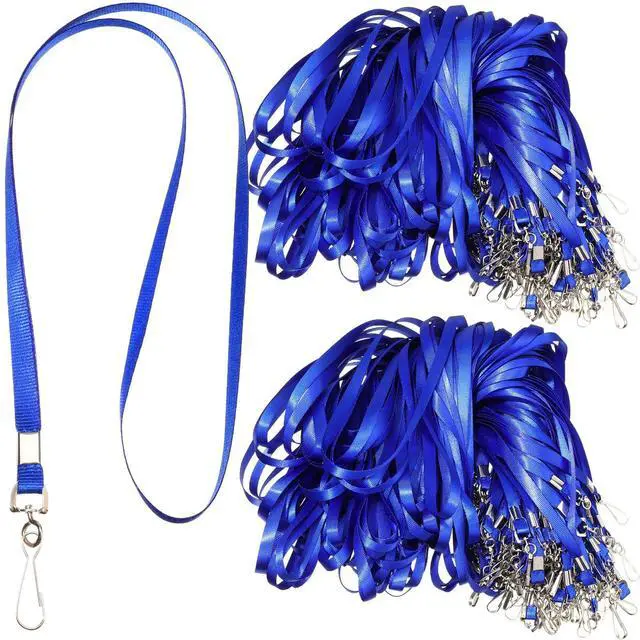 Alt view image 8 of 14 - 500 Pcs Lanyard Bulk Lanyards for Id Badges Lanyards for Keys Safety Woven Badge Lanyard with Clip Swivel J Hooks (Blue)
