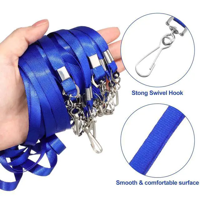 Alt view image 9 of 14 - 500 Pcs Lanyard Bulk Lanyards for Id Badges Lanyards for Keys Safety Woven Badge Lanyard with Clip Swivel J Hooks (Blue)