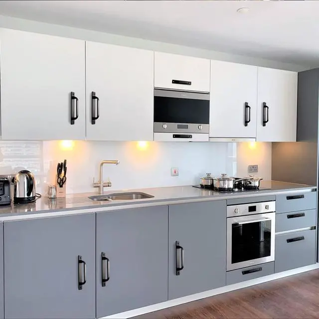 Alt view image 9 of 12 - 12 Pack 5 Inch 128 mm Matte Black Square Cabinet Handles with Base Plate Aluminum Cabinet Pulls Drawer Pulls Sliding Door Pulls Black Cabinet Handles