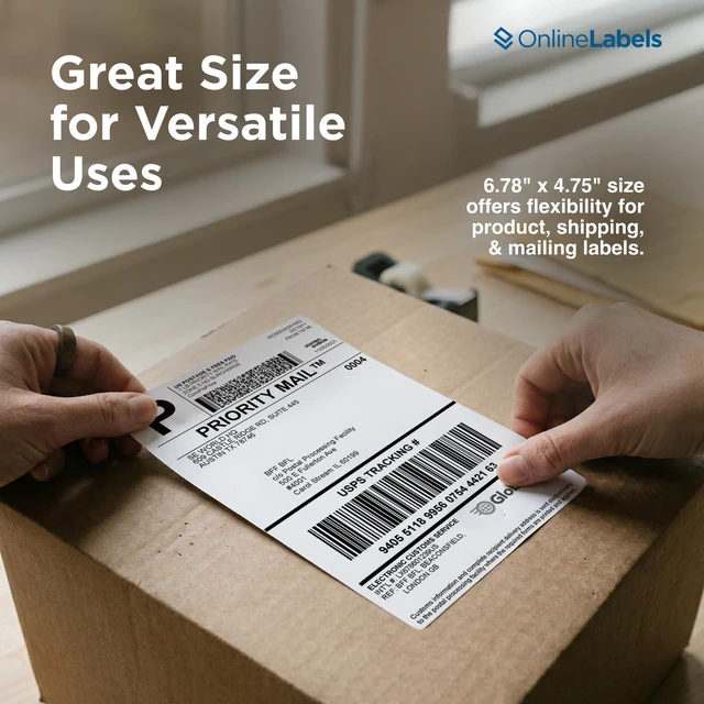 Alt view image 10 of 14 - 6.78 x 4.75 Shipping Labels - Compatible with USPS Click-N-Ship - Pack of 500 Labels, 250 Sheets - Inkjet/Laser Printer