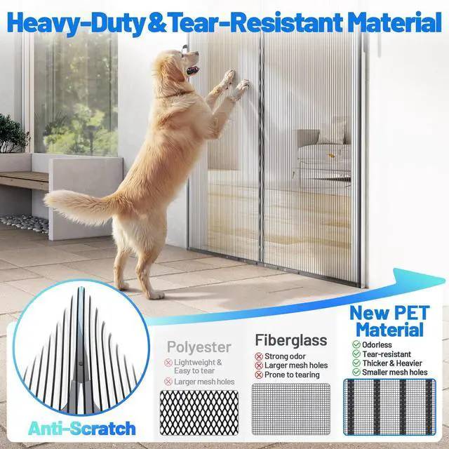 Alt view image 10 of 14 - Heavy Duty Magnetic Screen Door Mesh, Door Net Screen with 50 Magnets | Pet & Kid Friendly, Auto-Sealing PET Fine Mesh Doors Screen Keep Bugs Out Fits Front Doors Size 36"x82" - Screen Size 38"x84"