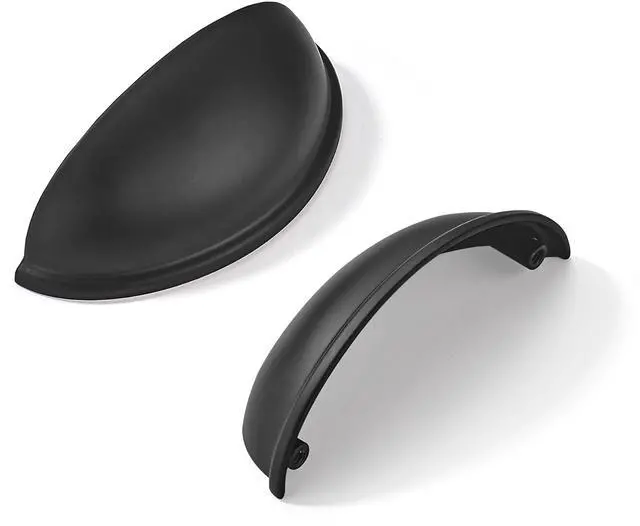 Alt view image 7 of 12 - 10 Pack 2-1/2" Drawer Pulls Matte Black Cabinet Cup Pulls Kitchen Hardware Cabinet Handles Drawer Handles Knobs 2.5 inch Hole Center