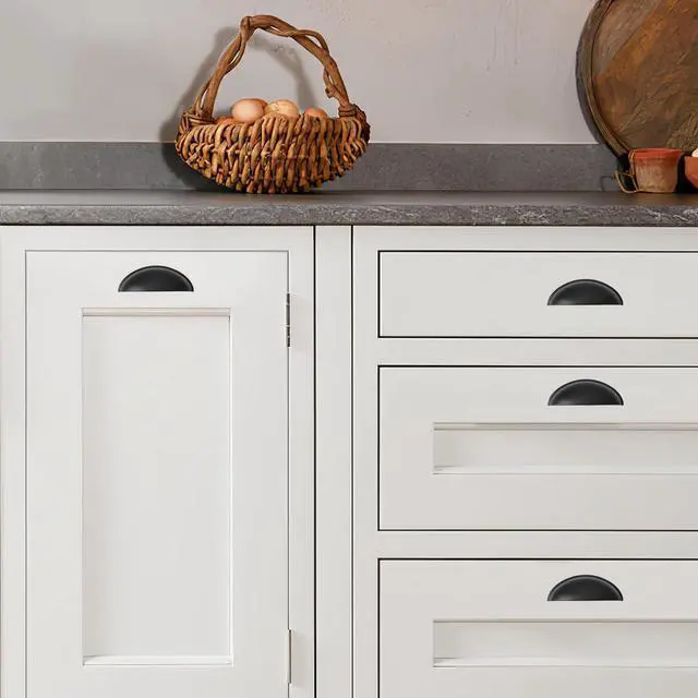 Alt view image 12 of 12 - 10 Pack 2-1/2" Drawer Pulls Matte Black Cabinet Cup Pulls Kitchen Hardware Cabinet Handles Drawer Handles Knobs 2.5 inch Hole Center
