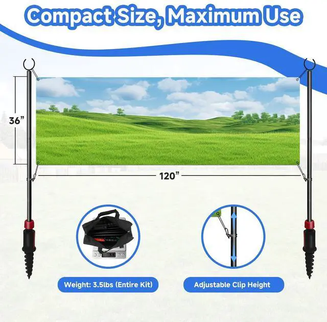 Alt view image 11 of 12 - Adjustable Banner Pole with Stake, Outdoor Banner Stand, Portable Display Poles for Trade Shows, Events, and Outdoor Advertising