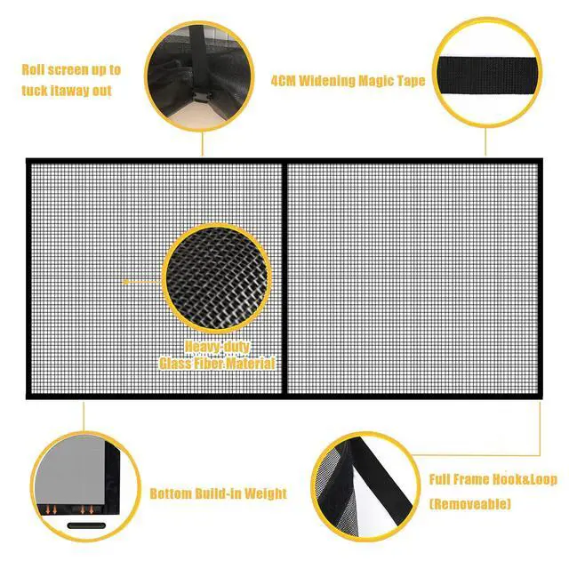 Alt view image 9 of 12 - Garage Door Screen for 2 Car Garage Door-16x7FT Reinforced Fiberglass Garage Screen, Magnetic Garage Screen Door