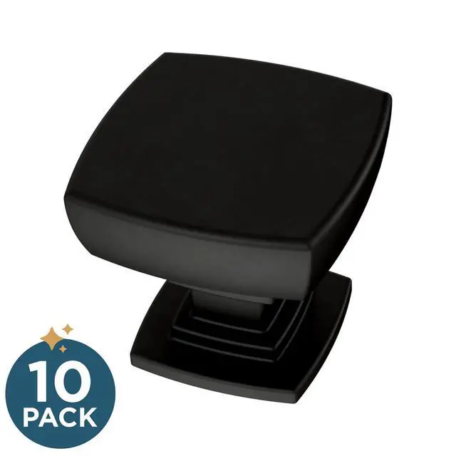 Alt view image 9 of 14 - (10-Pack) Square Matte Black Cabinet Knobs for Dressers, Drawers, Kitchen Cabinet Door, Vanity, Furniture, Closet Knobs, 1-1/8 Inch | Parow