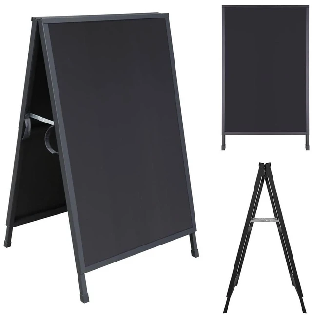 Alt view image 11 of 14 - Heavy Duty Slide-in Folding A Frame Sign Sidewalk Sign 24x 36 Inch Steel Metal Double-Side Pavement sign Corrugated Plastic Poster (1, Black, 24''X36'''(Plastic Backing include))