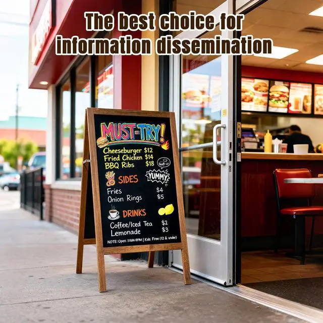 Alt view image 8 of 12 - A Frame Chalkboard Sign, 40" x 20" Magnetic Outdoor Chalk Board Signs, Wooden Standing Double-Sided Sidewalk Chalk Board for Restaurant Menu, Cafés, Christmas, Wedding