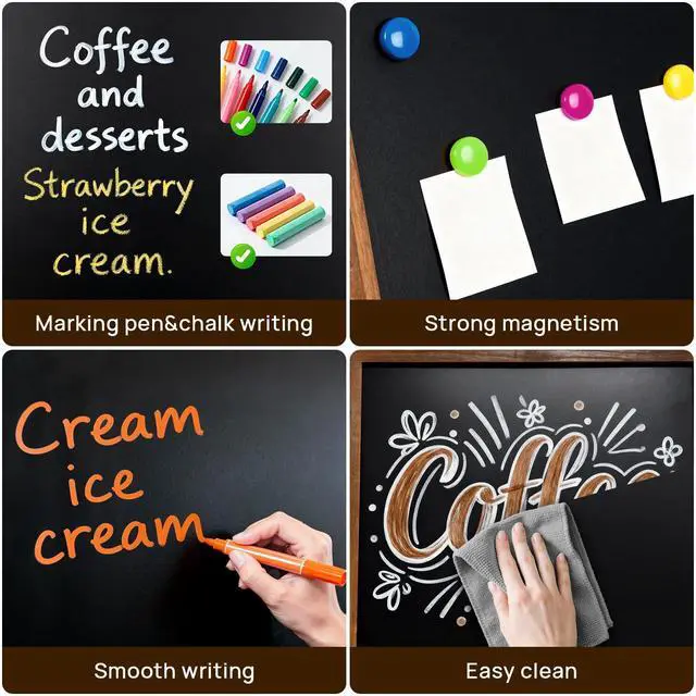 Alt view image 11 of 12 - A Frame Chalkboard Sign, 40" x 20" Magnetic Outdoor Chalk Board Signs, Wooden Standing Double-Sided Sidewalk Chalk Board for Restaurant Menu, Cafés, Christmas, Wedding