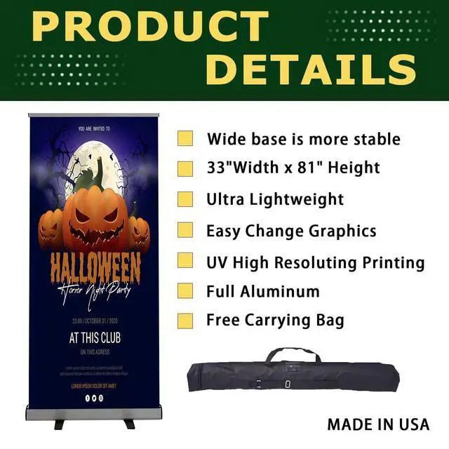 Alt view image 9 of 14 - Personalized Roll Up Banner 33.5"x81" Portable Advertising Display with Aluminum Stand & Display Stand for Promotions, Festivals, and Business Events
