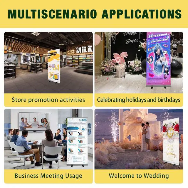 Alt view image 12 of 14 - Personalized Roll Up Banner 33.5"x81" Portable Advertising Display with Aluminum Stand & Display Stand for Promotions, Festivals, and Business Events