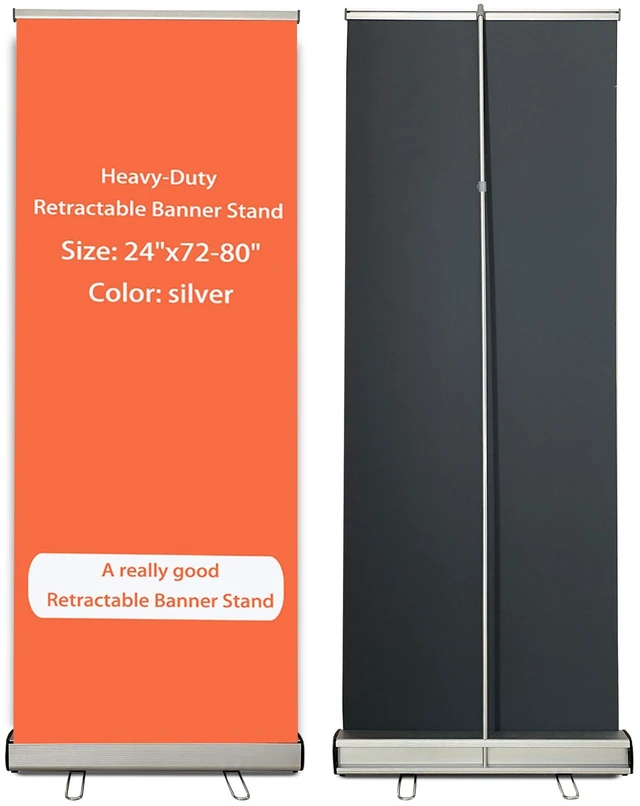 Alt view image 8 of 14 - 24" x72-80 Heavy Duty Retractable Roll Up Banner Standfor business trade show,store sign display Stand (STAND ONLY)