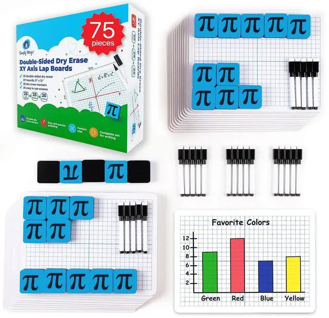 Alt view image 8 of 14 - 25 Pack Double-Sided Dry Erase Graph Lap Boards - 12''x9'', Class Set of Individual Classroom Whiteboards for Students, XY Axis Graphing Lap Board, Math Teacher Supplies for Classroom