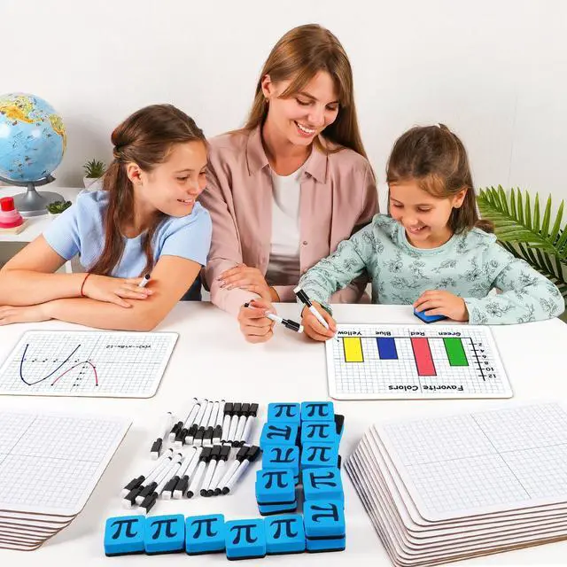 Alt view image 9 of 14 - 25 Pack Double-Sided Dry Erase Graph Lap Boards - 12''x9'', Class Set of Individual Classroom Whiteboards for Students, XY Axis Graphing Lap Board, Math Teacher Supplies for Classroom
