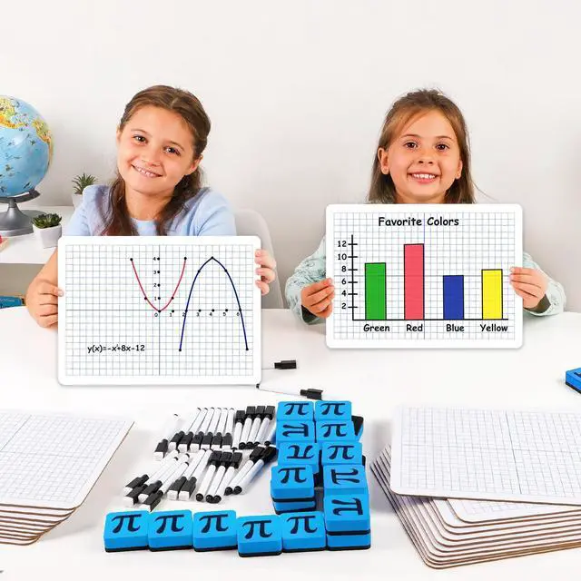 Alt view image 12 of 14 - 25 Pack Double-Sided Dry Erase Graph Lap Boards - 12''x9'', Class Set of Individual Classroom Whiteboards for Students, XY Axis Graphing Lap Board, Math Teacher Supplies for Classroom