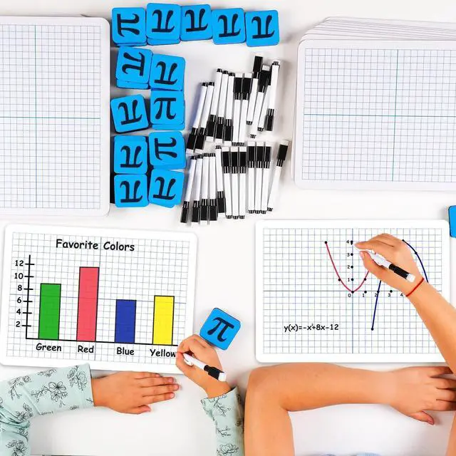 Alt view image 13 of 14 - 25 Pack Double-Sided Dry Erase Graph Lap Boards - 12''x9'', Class Set of Individual Classroom Whiteboards for Students, XY Axis Graphing Lap Board, Math Teacher Supplies for Classroom