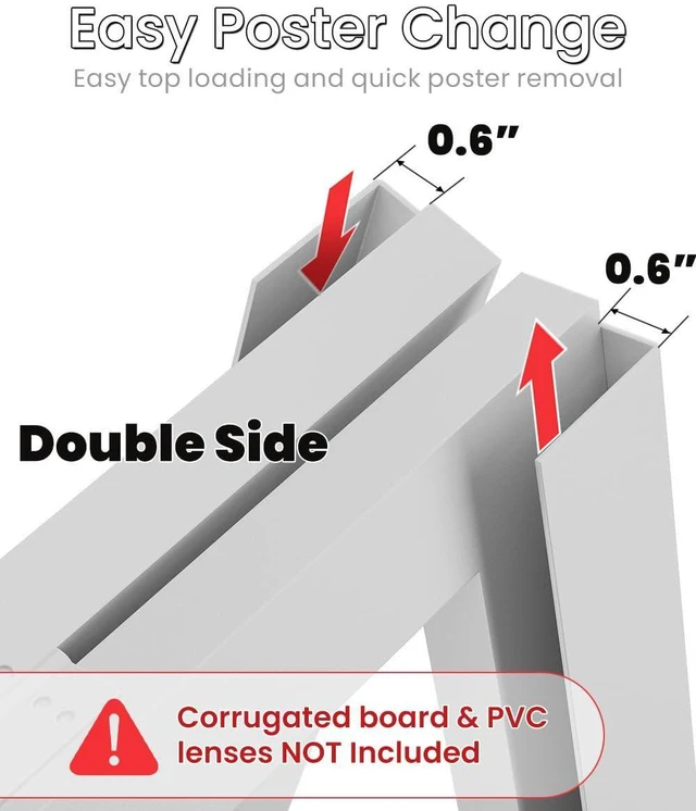 Alt view image 12 of 12 - 22×28 Inch A Frame Sign Holder, Heavy Duty Metal Outdoor Double-Sided Sandwich Board Sign Stand, Anti-slip Slide-in Folding Frame for Street Business Advertising Poster, White, (Frame Only)