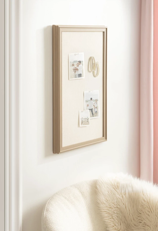 Alt view image 11 of 14 - Oakhurst Rectangle Framed Linen Fabric Pinboard, 15 x 24, Light Tan, Traditional Bulletin Board with Stepped Profile for Motivational Vision Board or Wall Organization