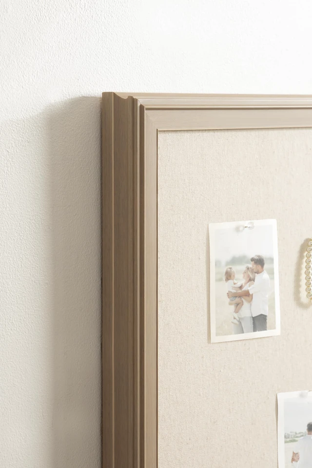 Alt view image 12 of 14 - Oakhurst Rectangle Framed Linen Fabric Pinboard, 15 x 24, Light Tan, Traditional Bulletin Board with Stepped Profile for Motivational Vision Board or Wall Organization