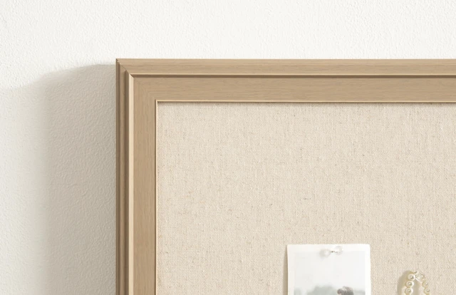 Alt view image 13 of 14 - Oakhurst Rectangle Framed Linen Fabric Pinboard, 15 x 24, Light Tan, Traditional Bulletin Board with Stepped Profile for Motivational Vision Board or Wall Organization