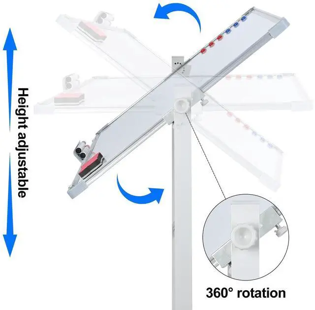 Alt view image 12 of 14 - Mobile Whiteboard with Stand 36"x24" Portable Magnetic Dry Erase Board on Wheels Included 12 Magnets, 5 Markers & 1 Eraser