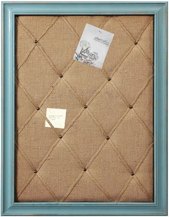 Alt view image 7 of 12 - Fabric Bulletin Board Memo Board 21"×27", Large Cork Boards for Walls with Rustic Blue Frame, Vision Boards Photo Display Board, Pinboard Wall Organizer, Decorative Note Message Board