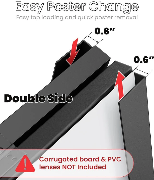 Alt view image 12 of 14 - 22×28 Inch A Frame Sign Holder, Heavy Duty Metal Outdoor Double-Sided Sandwich Board Sign Stand, Anti-slip Slide-in Folding Frame for Street Business Advertising Poster, Black (Frame Only