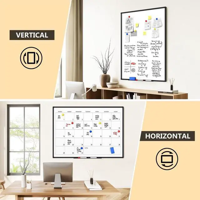 Alt view image 11 of 14 - Magnetic Dry Erase Whiteboard - 46 x 33 Inch White Board - 4 x 3 Large Wall-Mounted Board with Black Aluminum Frame, 1 Magnetic Eraser, 2 Pen, Detachable Marker Tray, 6 Magnets