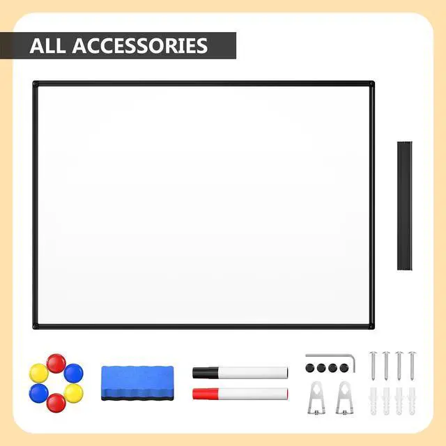 Alt view image 14 of 14 - Magnetic Dry Erase Whiteboard - 46 x 33 Inch White Board - 4 x 3 Large Wall-Mounted Board with Black Aluminum Frame, 1 Magnetic Eraser, 2 Pen, Detachable Marker Tray, 6 Magnets